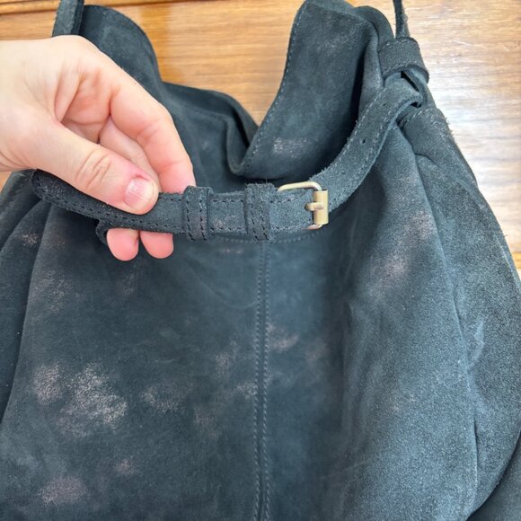 Craie Studio Suede Black Metallic Shoulder Bag - Picture 3 of 10